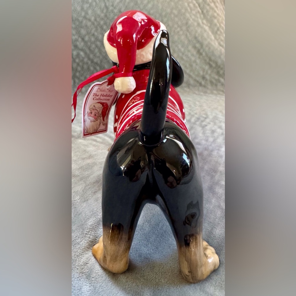 Blue Sky Dachshund Christmas Sweater Figurine with Santa Hat NEW - Picture 4 of 8